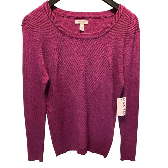 Nine West PXL XLP Petite Magenta Fuchsia Pink Long Sleeve Knit Sweater - Picture 1 of 5